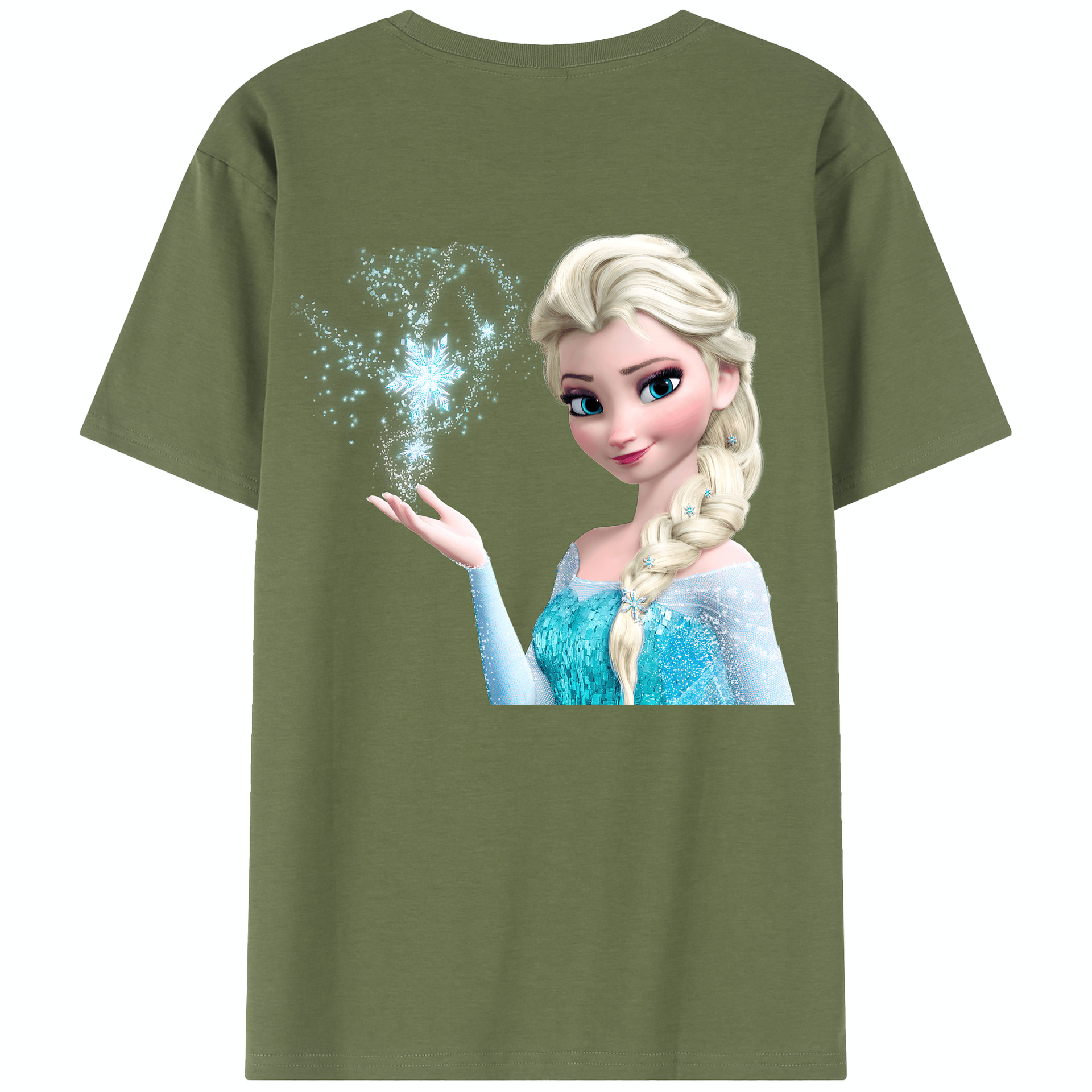 （画像用） アナと雪の女王 アンナ エルサ Frozen Anna Elsa 綿100％半袖Tシャツ（背面プリント）